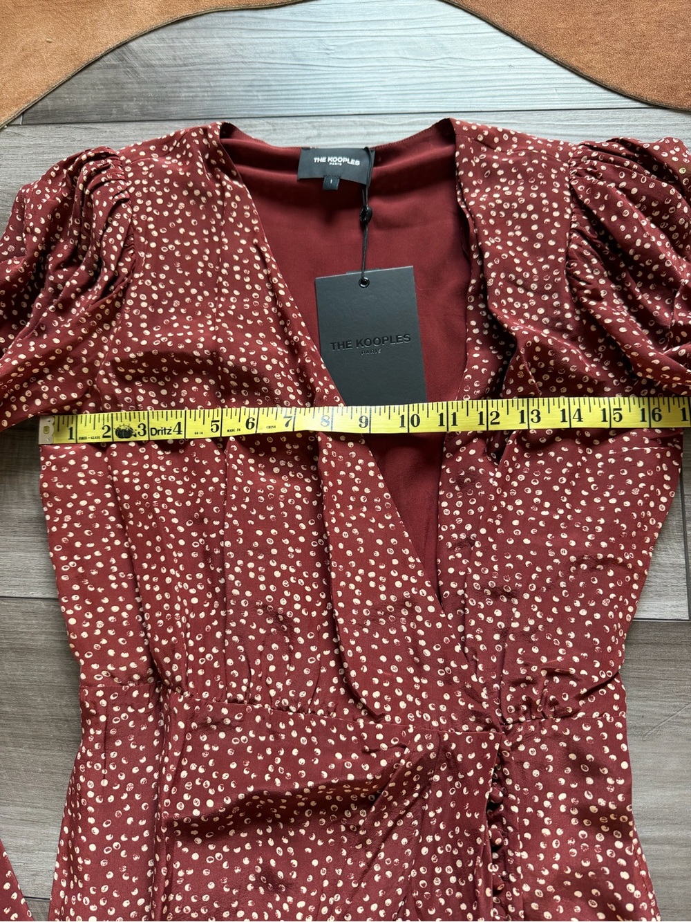 The kooples Wrap-Style Burgundy Polka Dot Dress size 1 - Picture 6 of 6